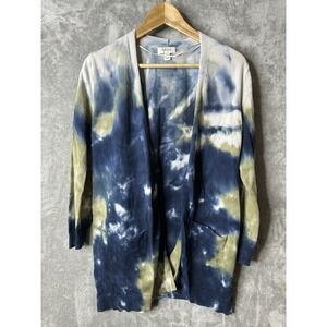 Style & Co Sweater Women's Medium Tie-Dyed Cardigan Blue Green Lightweight Knit